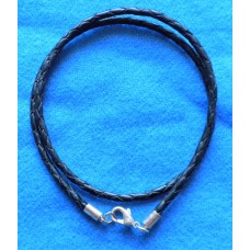 Handmade Black Leather Double Bracelet with 3mm Cord.